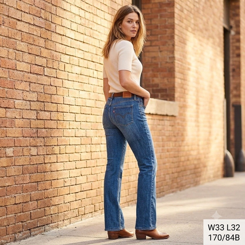 Levis 525 Perfect Waist Jeans Womens 16M W33 L32 Blue Straight Leg Denim